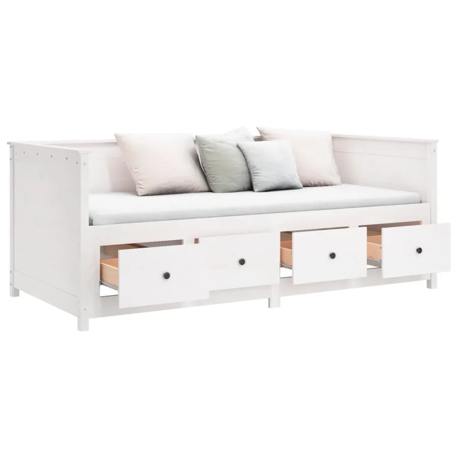 Lit de jour sans matelas blanc 90x190 cm bois de pin massif - 7