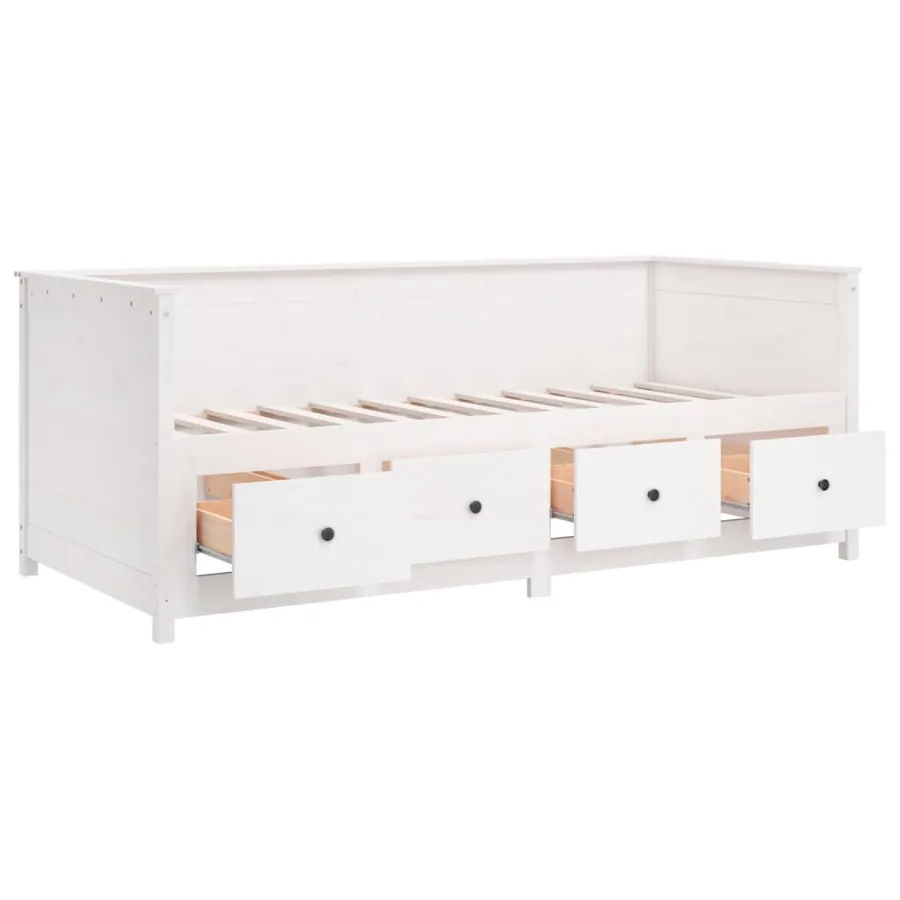 Lit de jour sans matelas blanc 90x190 cm bois de pin massif - 8