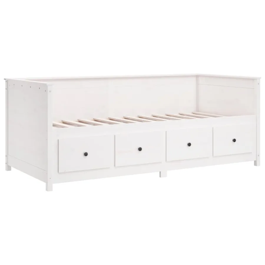 Lit de jour sans matelas blanc 90x190 cm bois de pin massif - 9