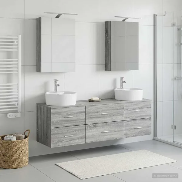 Ensemble de mobilier de salle de bain 5 pcs Sonoma gris
