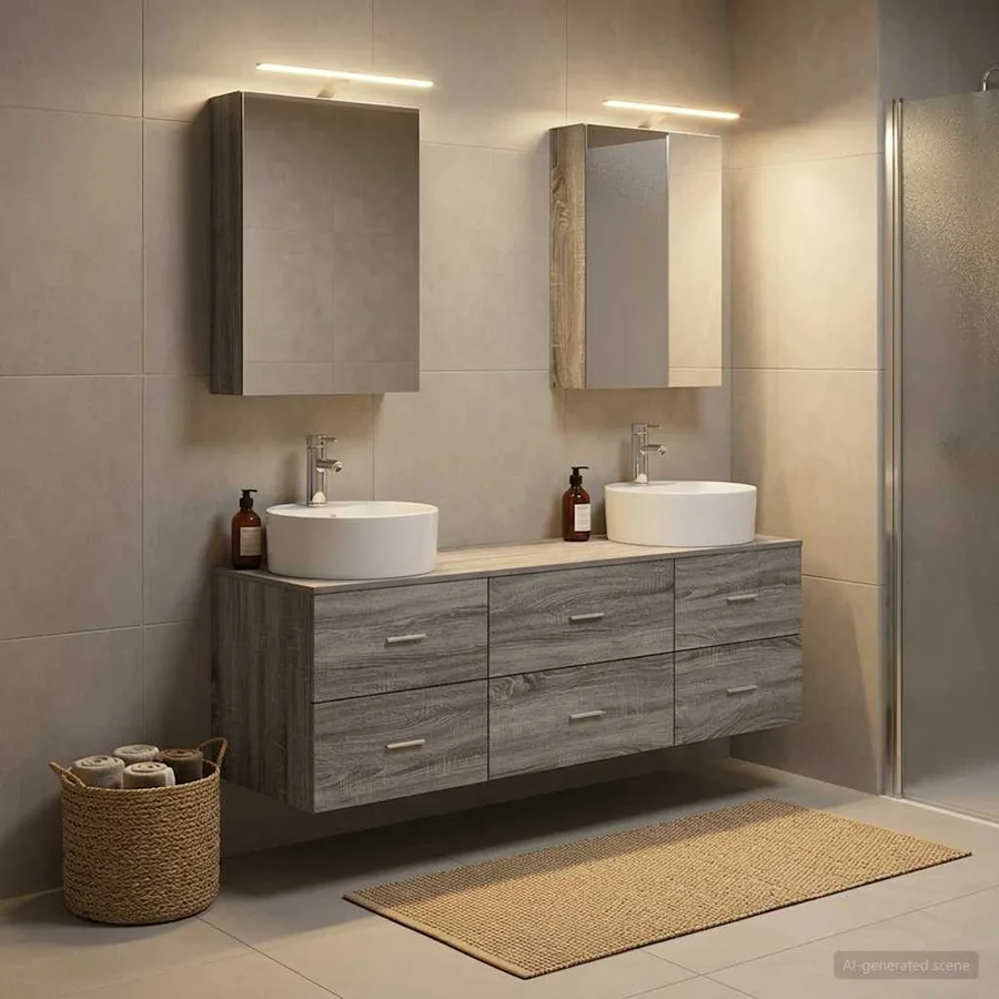 Ensemble de mobilier de salle de bain 5 pcs Sonoma gris - 4
