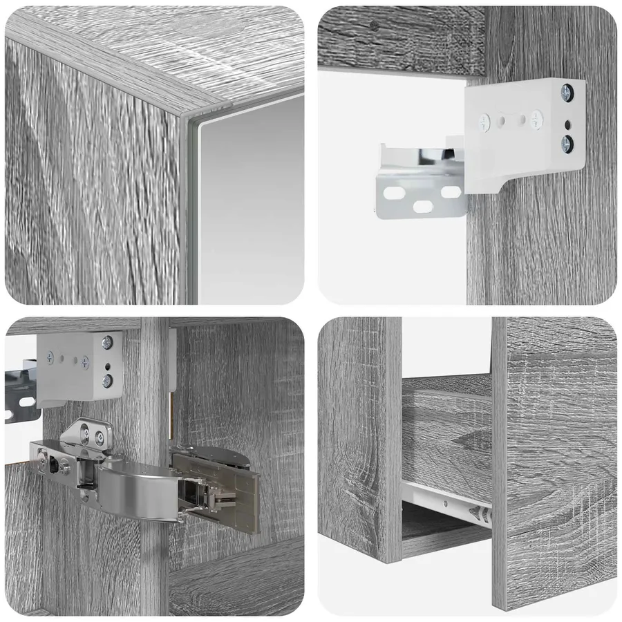 Ensemble de mobilier de salle de bain 5 pcs Sonoma gris - 9