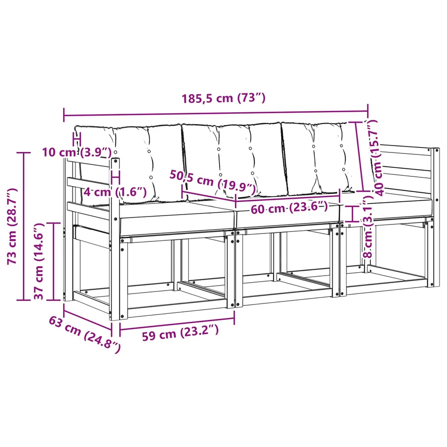 Ensemble de canapés d'extérieur 3 pcs Blanc et Beige - 6