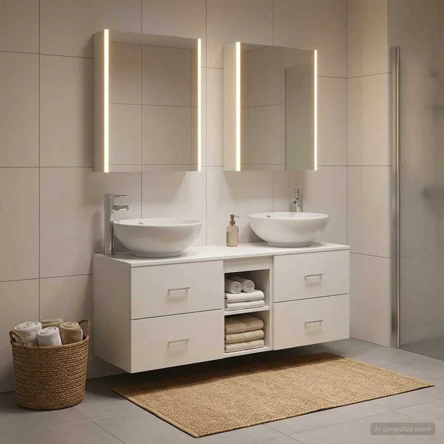 Ensemble de mobilier de salle de bain 5 pcs Blanc