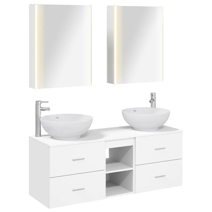 Ensemble de mobilier de salle de bain 5 pcs Blanc - 2