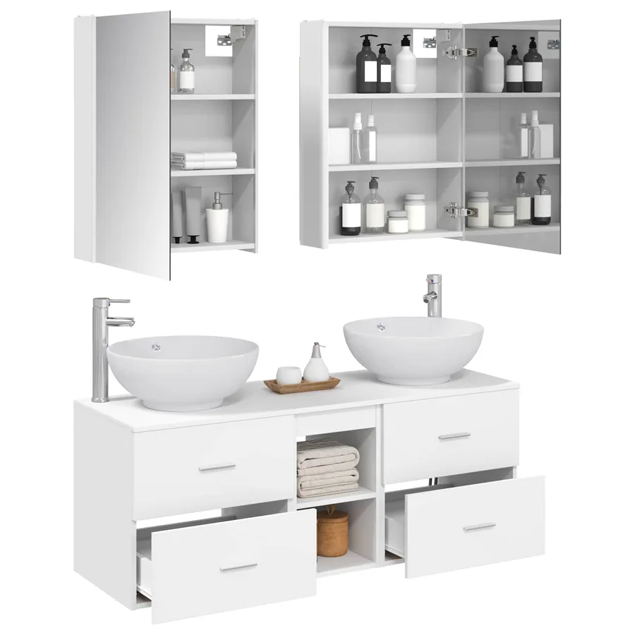 Ensemble de mobilier de salle de bain 5 pcs Blanc - 3