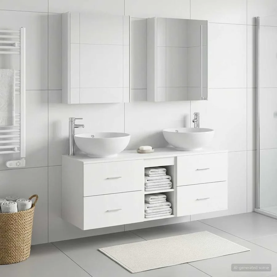 Ensemble de mobilier de salle de bain 5 pcs Blanc - 4