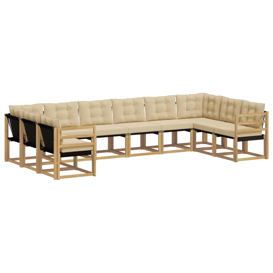 Ensemble de canapés d'extérieur 10 pcs Blanc et Beige - 2