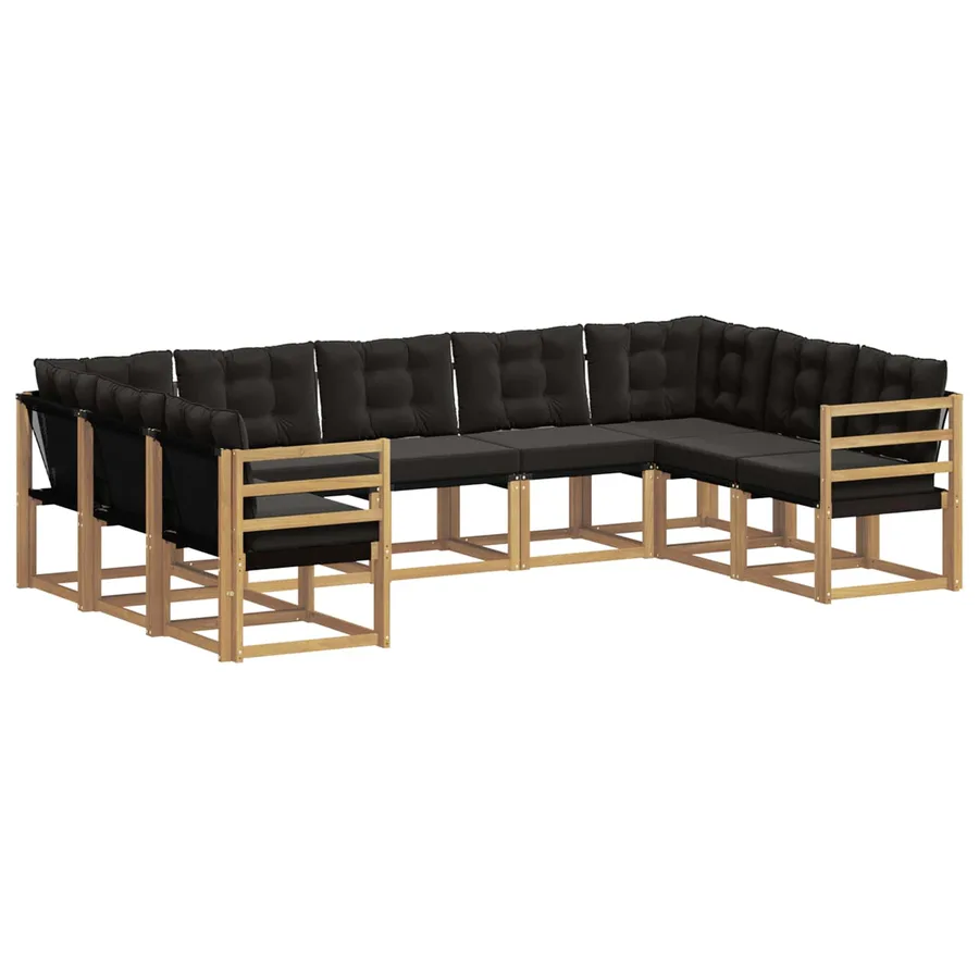 Ensemble de canapés d'extérieur 9 pcs Blanc et noir - 2