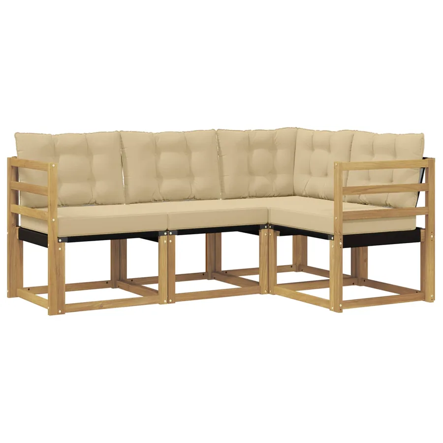 Ensemble de canapés d'extérieur 4 pcs Blanc et Beige - 2