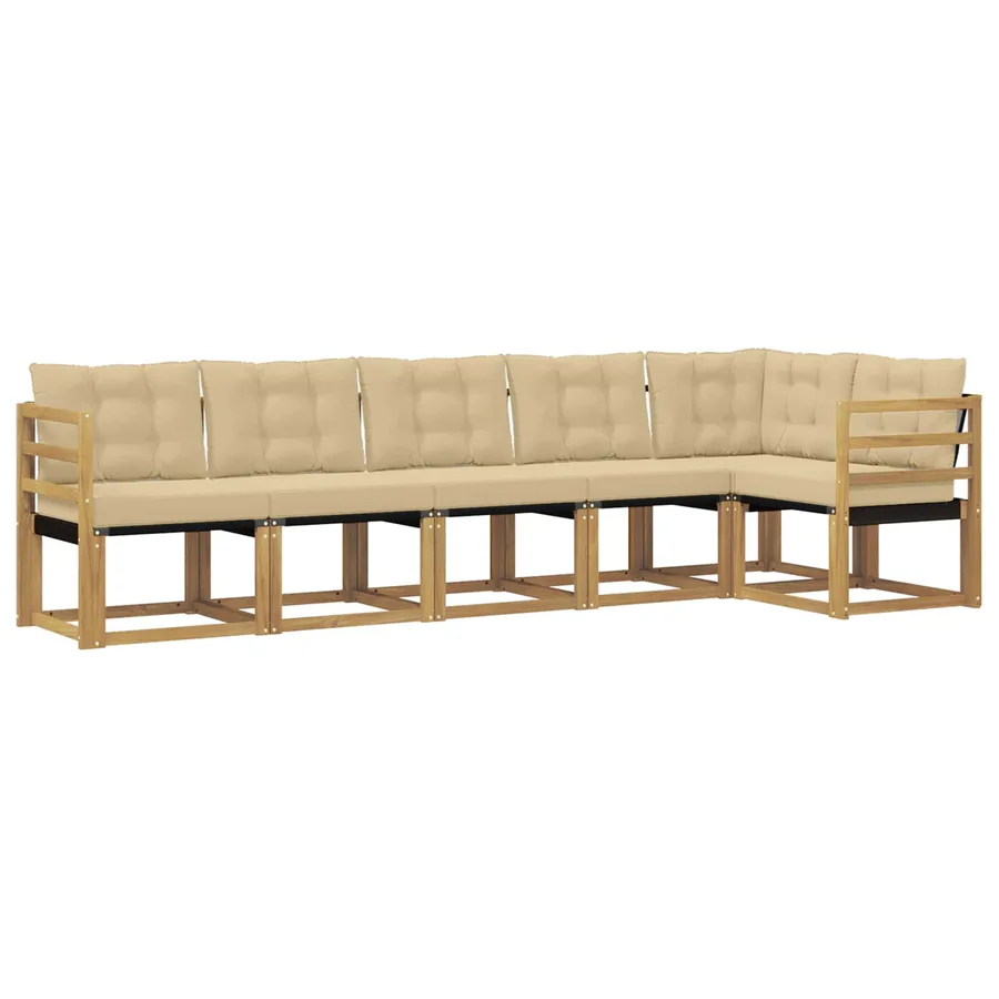 Ensemble de canapés d'extérieur 6 pcs Blanc et Beige - 2