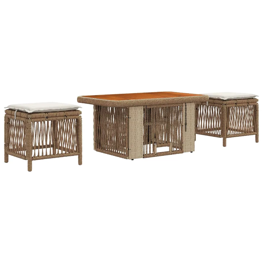 Ensemble de salle à manger pour jardin 3 pcs Beige et crème - 2