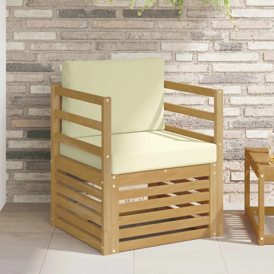 Canapé d’extérieur Polyester Blanc et crème