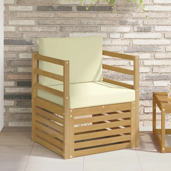 Canapé d’extérieur Polyester Blanc et crème