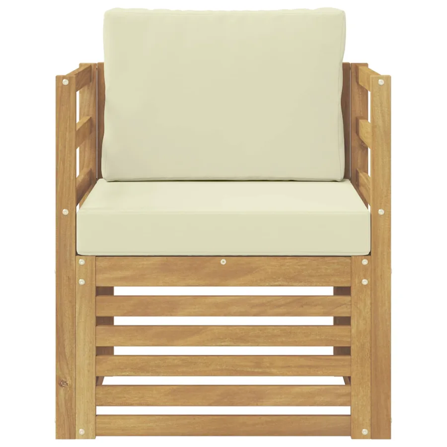 Canapé d’extérieur Polyester Blanc et crème - 3