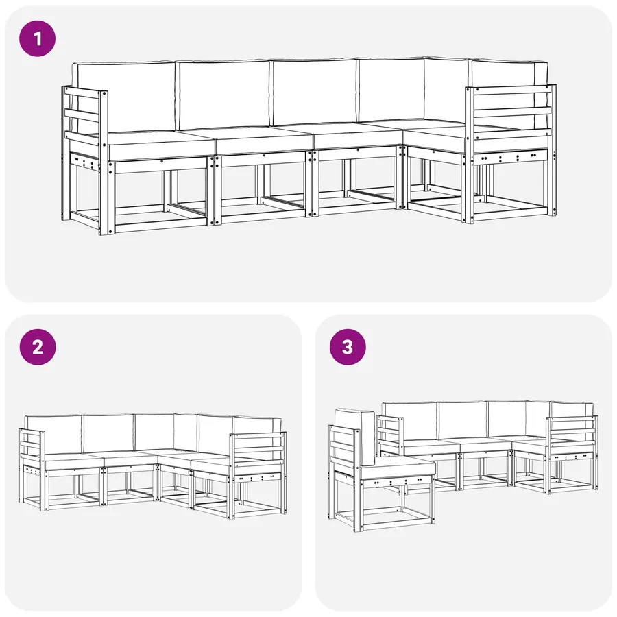 Ensemble de canapés d'extérieur 5 pcs Blanc et anthracite - 7