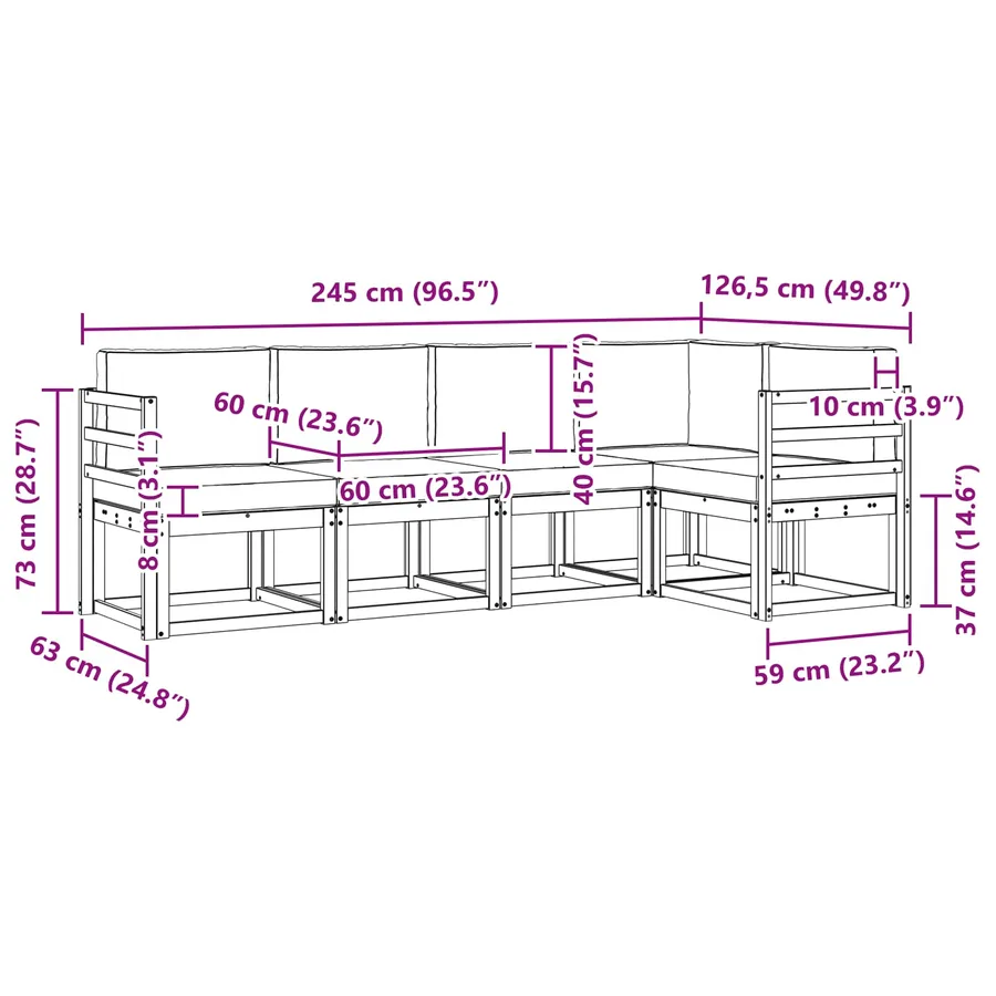 Ensemble de canapés d'extérieur 5 pcs Blanc et anthracite - 8