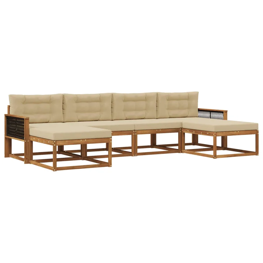 Ensemble de canapés d'extérieur 6 pcs Naturel et Beige - 2