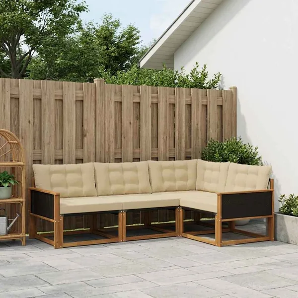 Ensemble de canapés d'extérieur 4 pcs Naturel et Beige