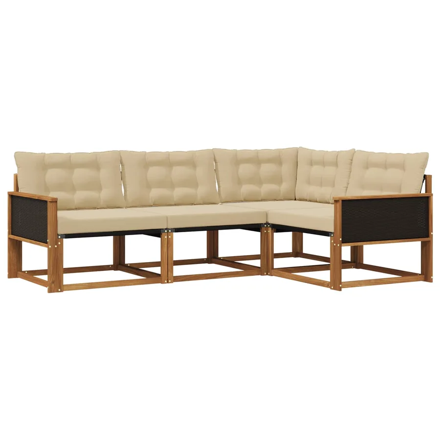 Ensemble de canapés d'extérieur 4 pcs Naturel et Beige - 2