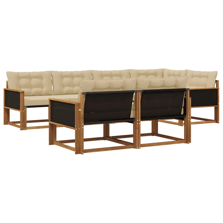 Ensemble de canapés d'extérieur 7 pcs Naturel et Beige - 2