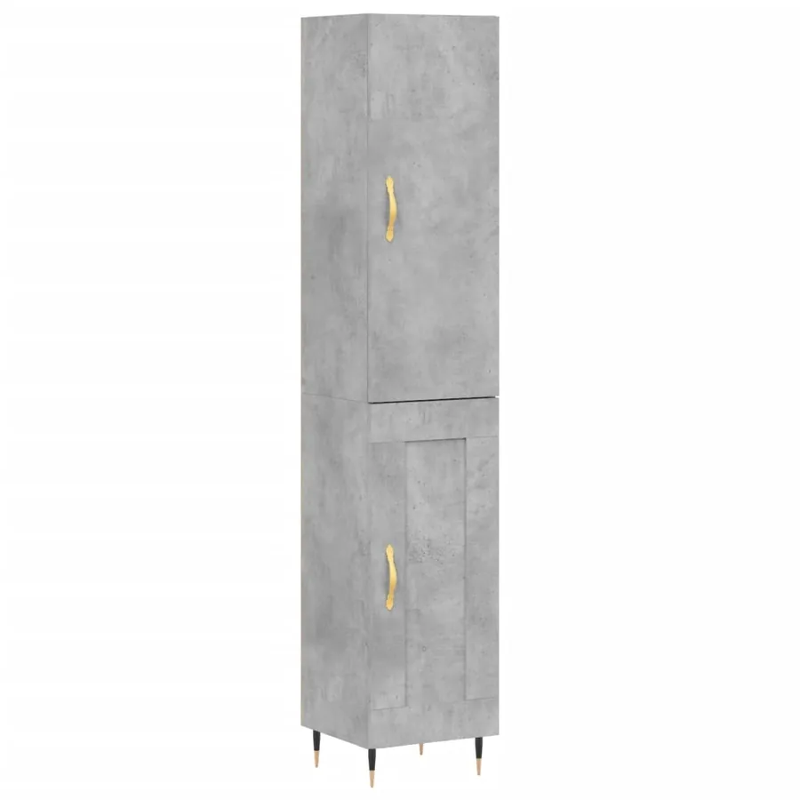 Buffet haut Gris béton 34,5x34x180 cm Bois d'ingénierie - 2