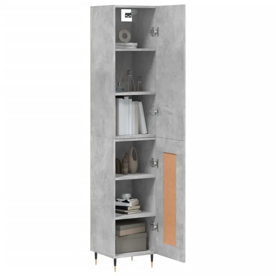 Buffet haut Gris béton 34,5x34x180 cm Bois d'ingénierie - 3