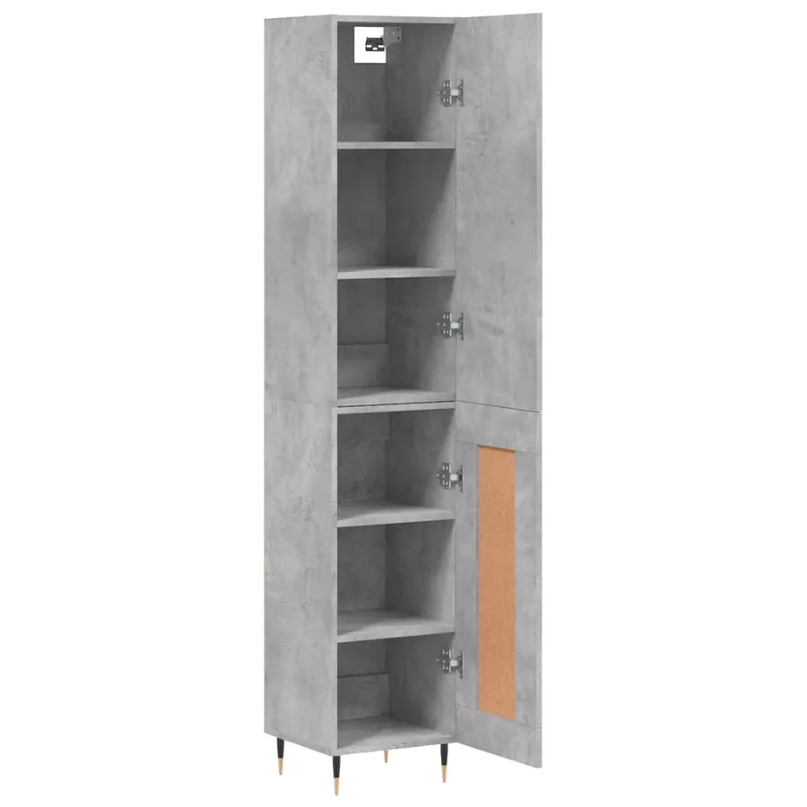 Buffet haut Gris béton 34,5x34x180 cm Bois d'ingénierie - 4