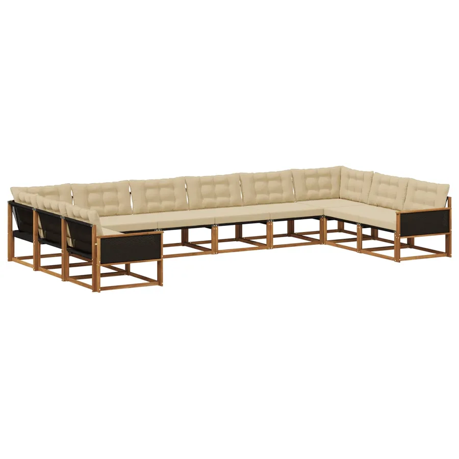 Ensemble de canapés d'extérieur 10 pcs Naturel et Beige - 2