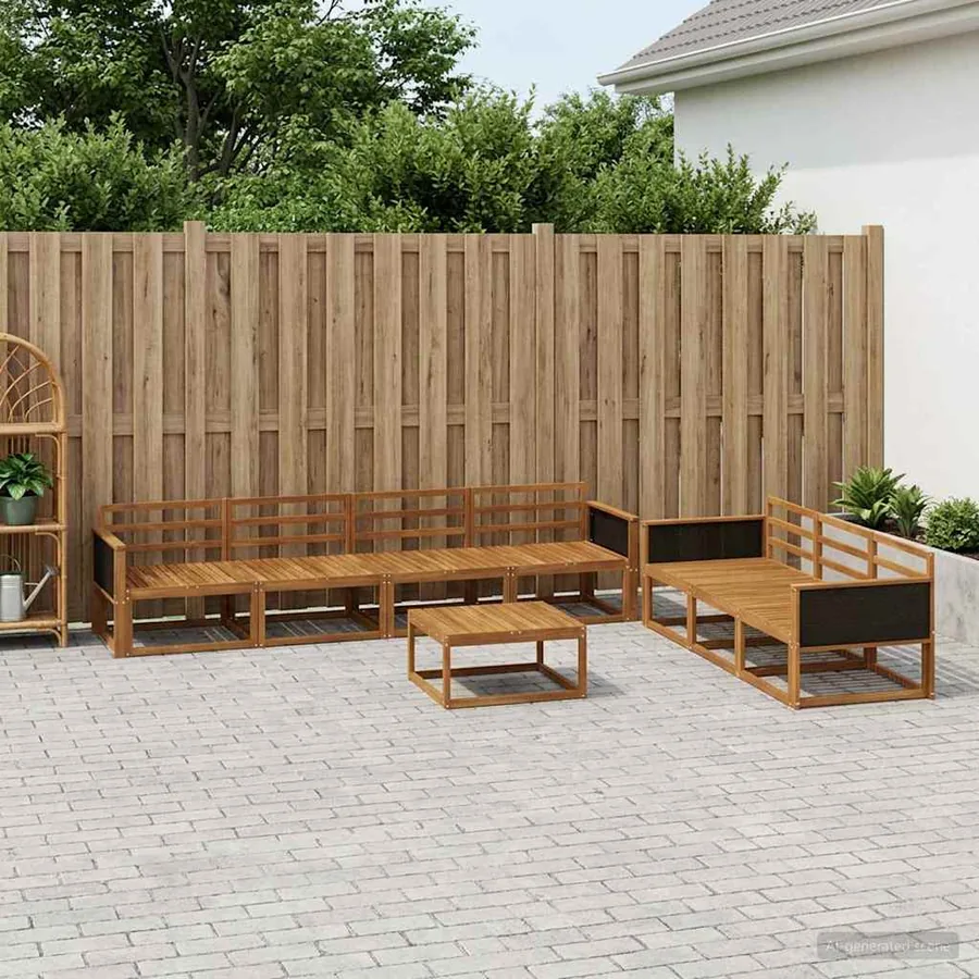 Ensemble de canapés d'extérieur 8 pcs Naturel