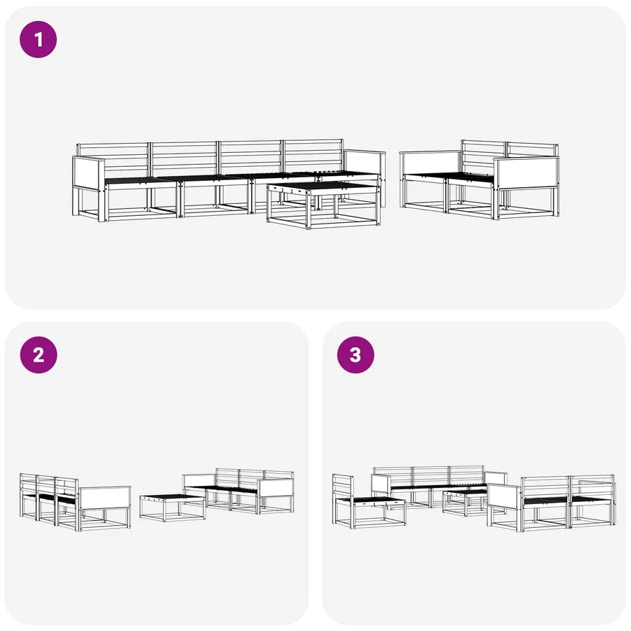 Ensemble de canapés d'extérieur 7 pcs Naturel - 7