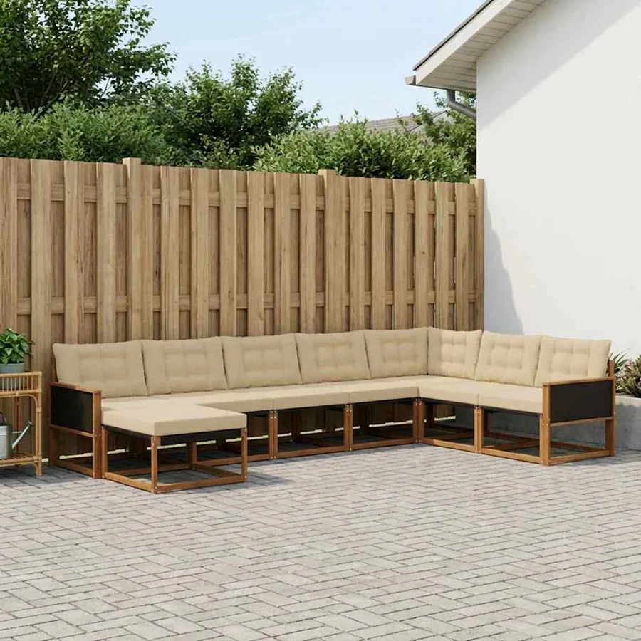 Ensemble de canapés d'extérieur 8 pcs Naturel et Beige