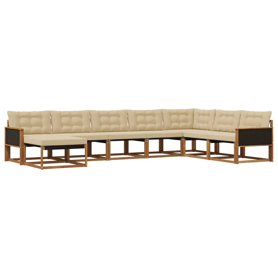 Ensemble de canapés d'extérieur 8 pcs Naturel et Beige - 2