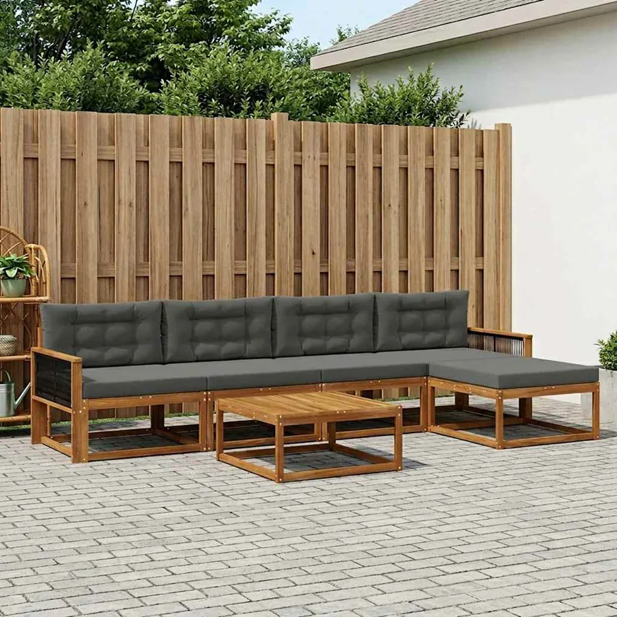 Ensemble de canapés d'extérieur 6 pcs Naturel et Anthracite