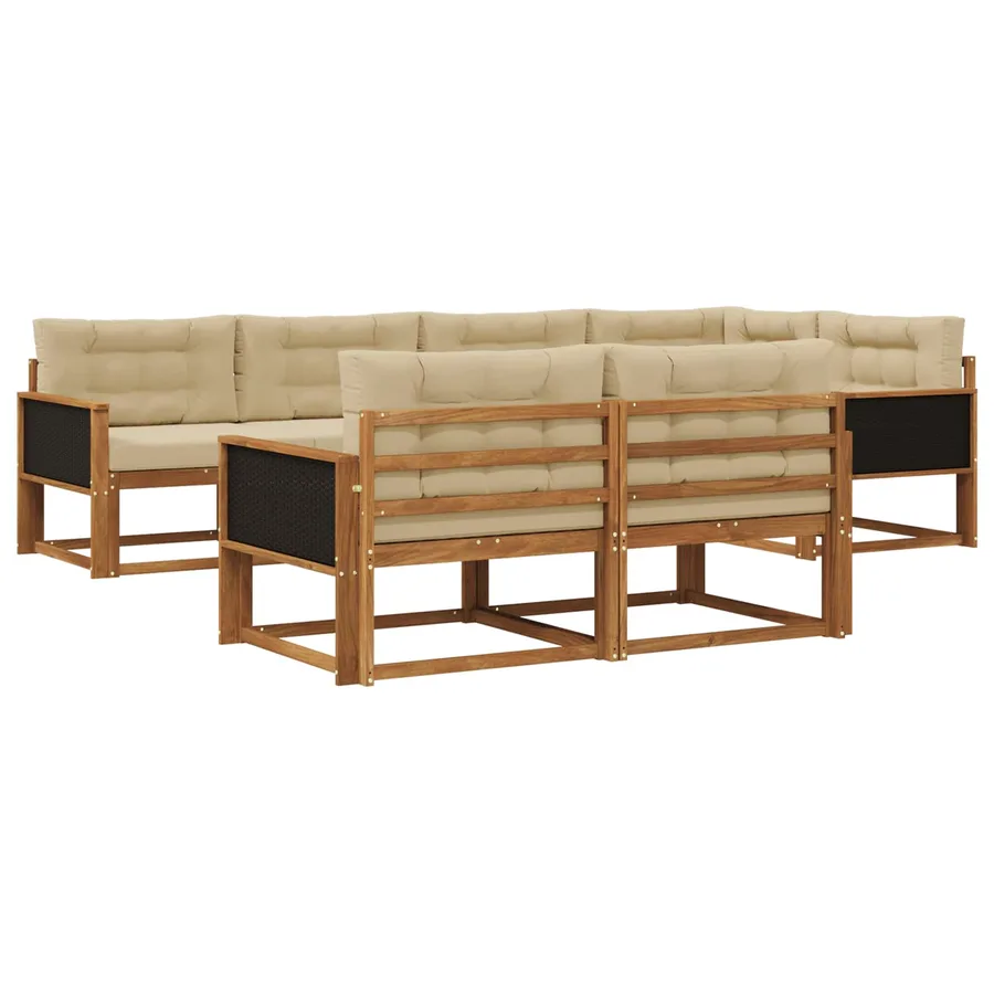 Ensemble de canapés d'extérieur 7 pcs Naturel et Beige - 2