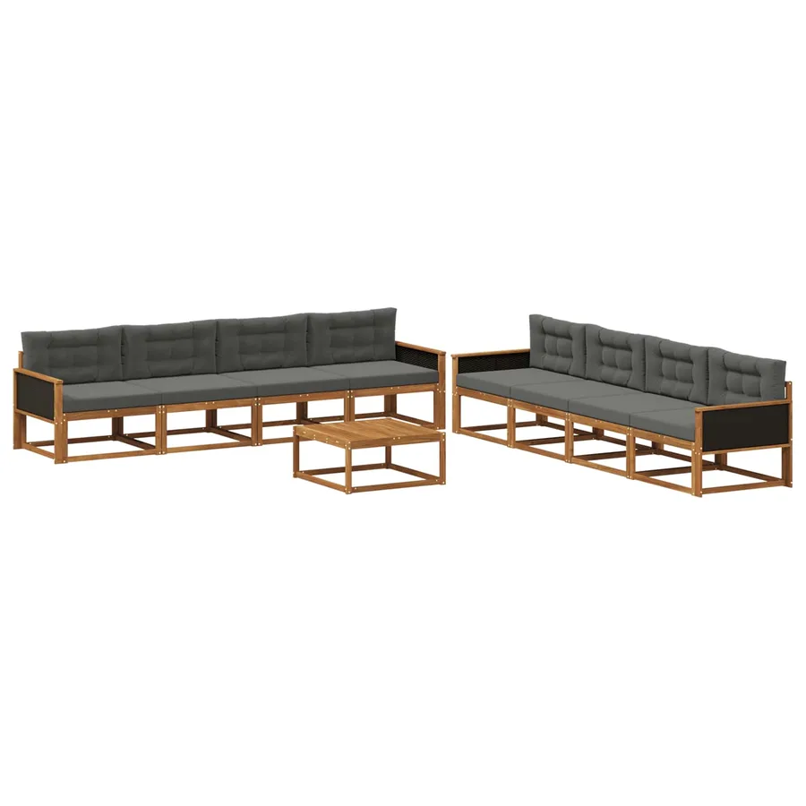 Ensemble de canapés d'extérieur 9 pcs Naturel et Anthracite - 2
