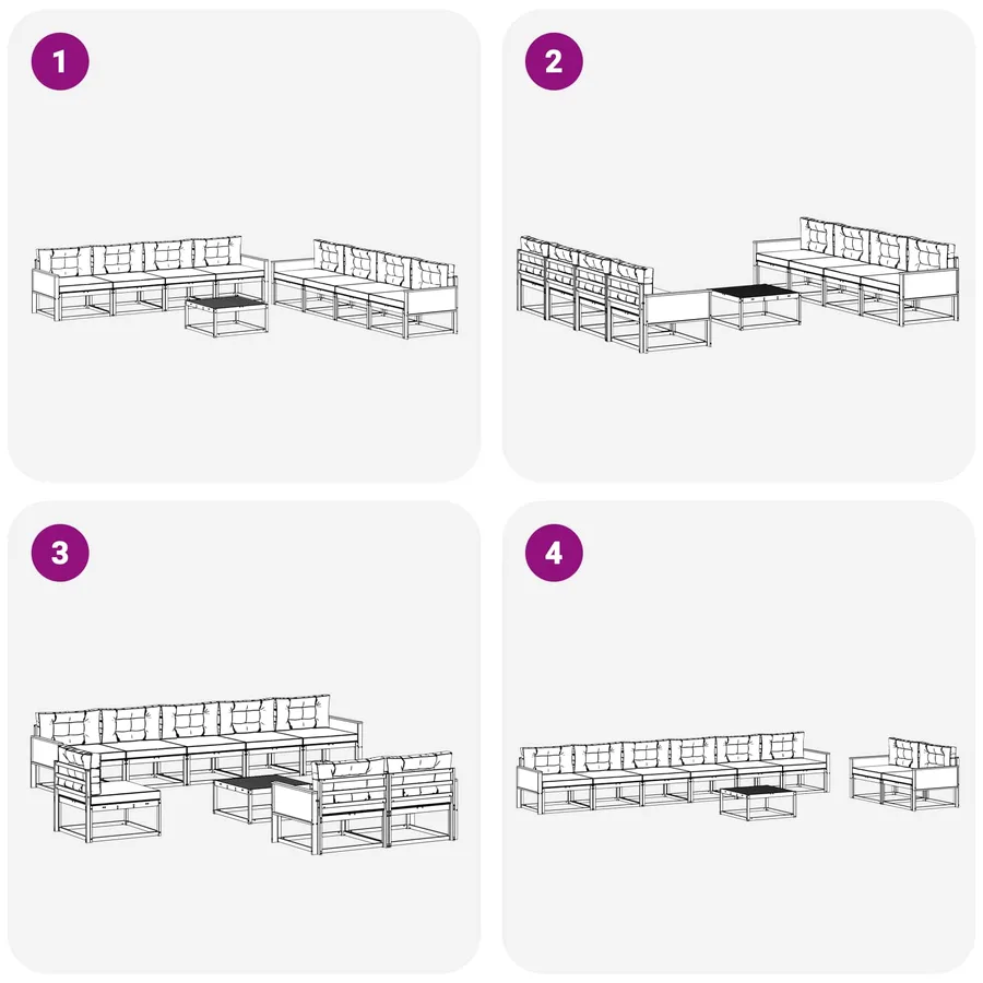 Ensemble de canapés d'extérieur 9 pcs Naturel et Anthracite - 6