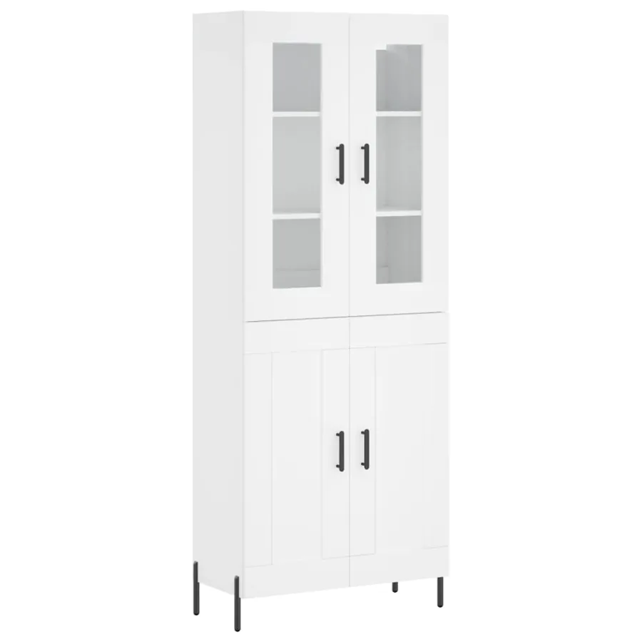 Buffet haut Blanc 69,5x34x180 cm Bois d'ingénierie - 2