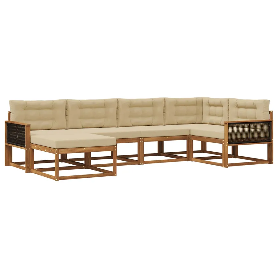 Ensemble de canapés d'extérieur 6 pcs Naturel et Beige - 2