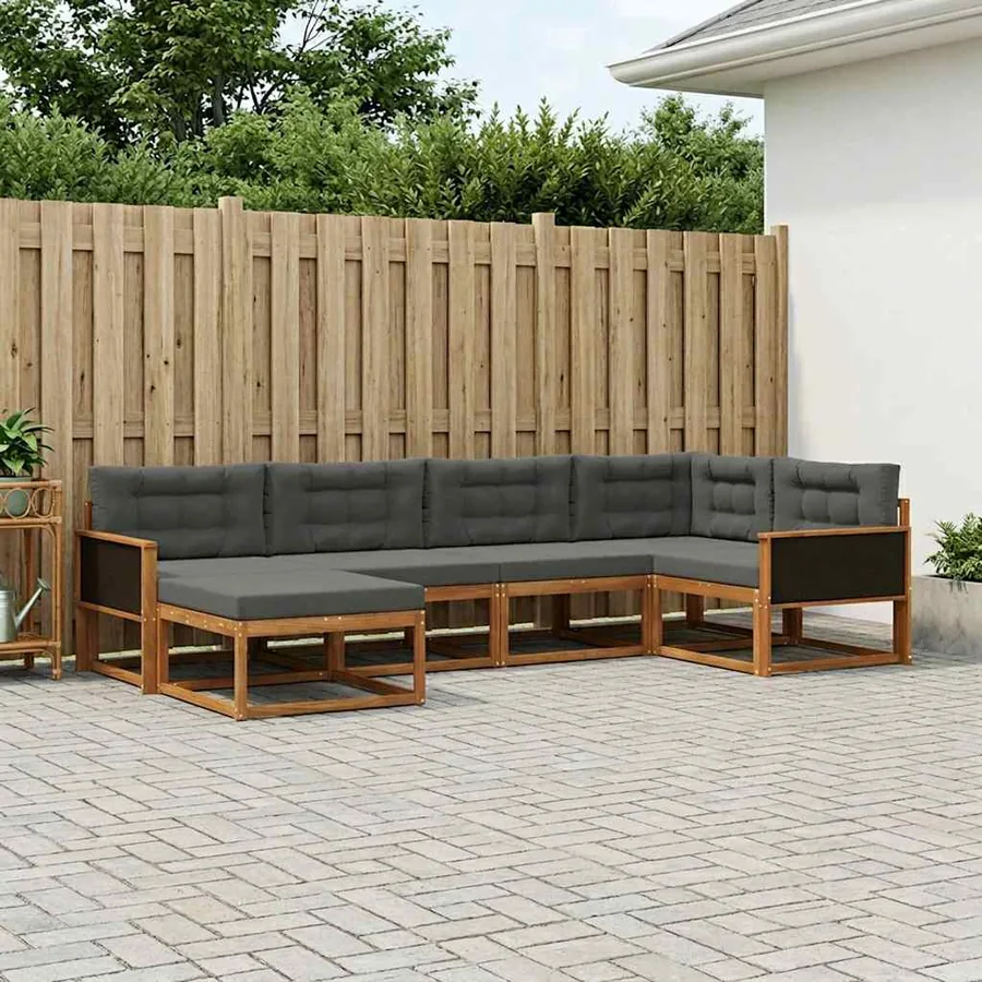 Ensemble de canapés d'extérieur 6 pcs Naturel et Anthracite