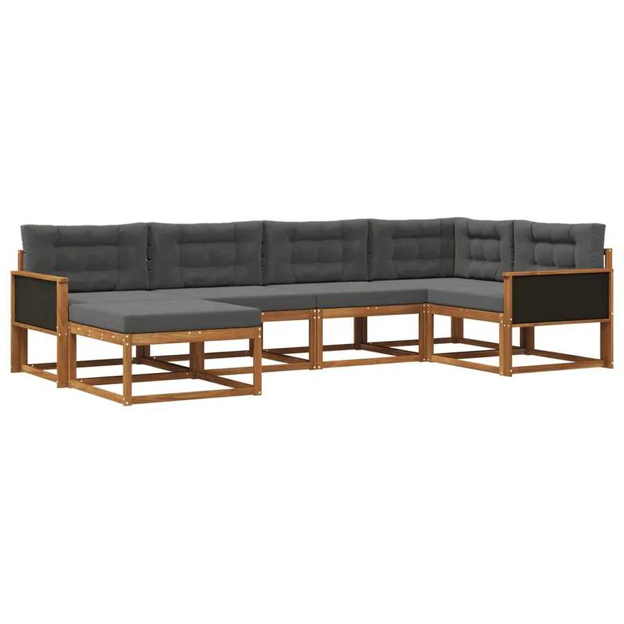 Ensemble de canapés d'extérieur 6 pcs Naturel et Anthracite - 2