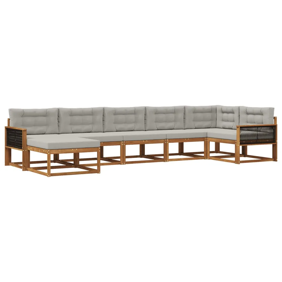Ensemble de canapés d'extérieur 7 pcs Naturel et gris clair - 2