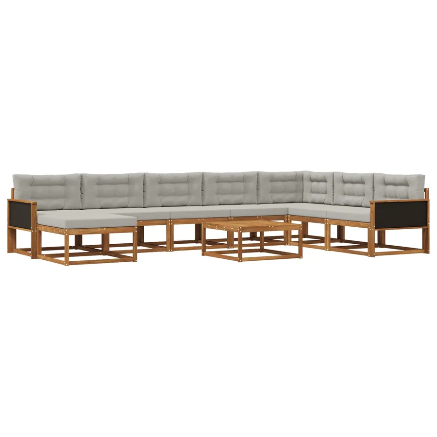 Ensemble de canapés d'extérieur 9 pcs Naturel et gris clair - 2