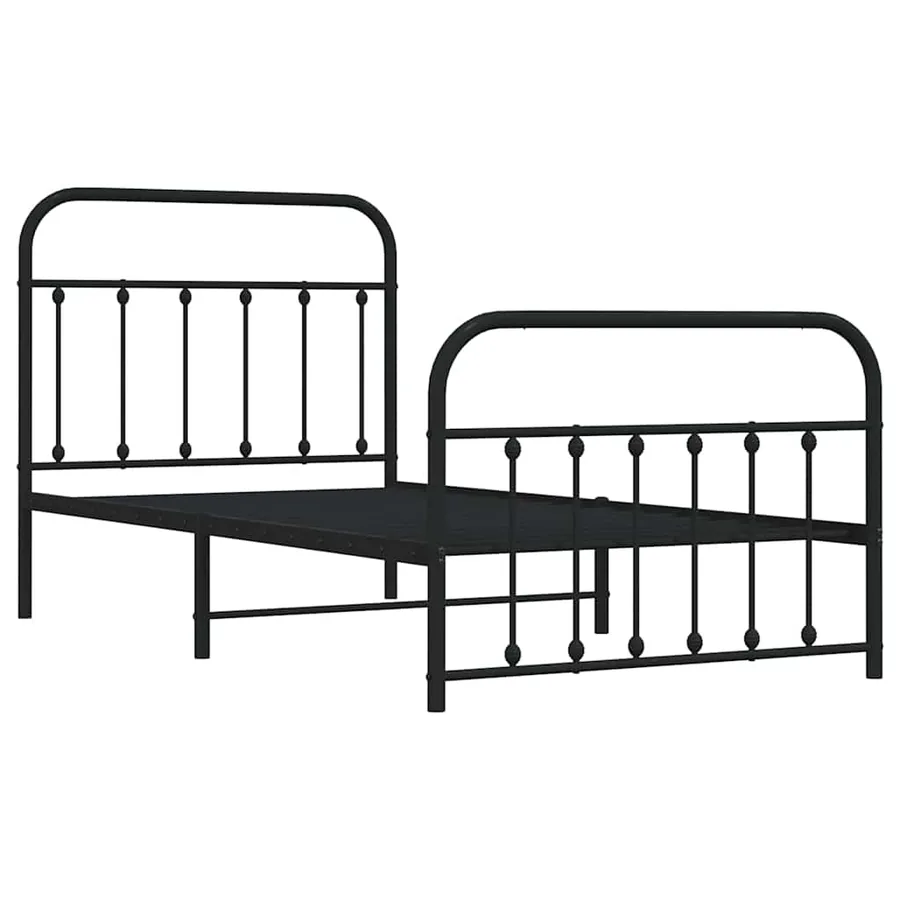 Cadre de lit métal sans matelas avec pied de lit noir 100x190cm - 4