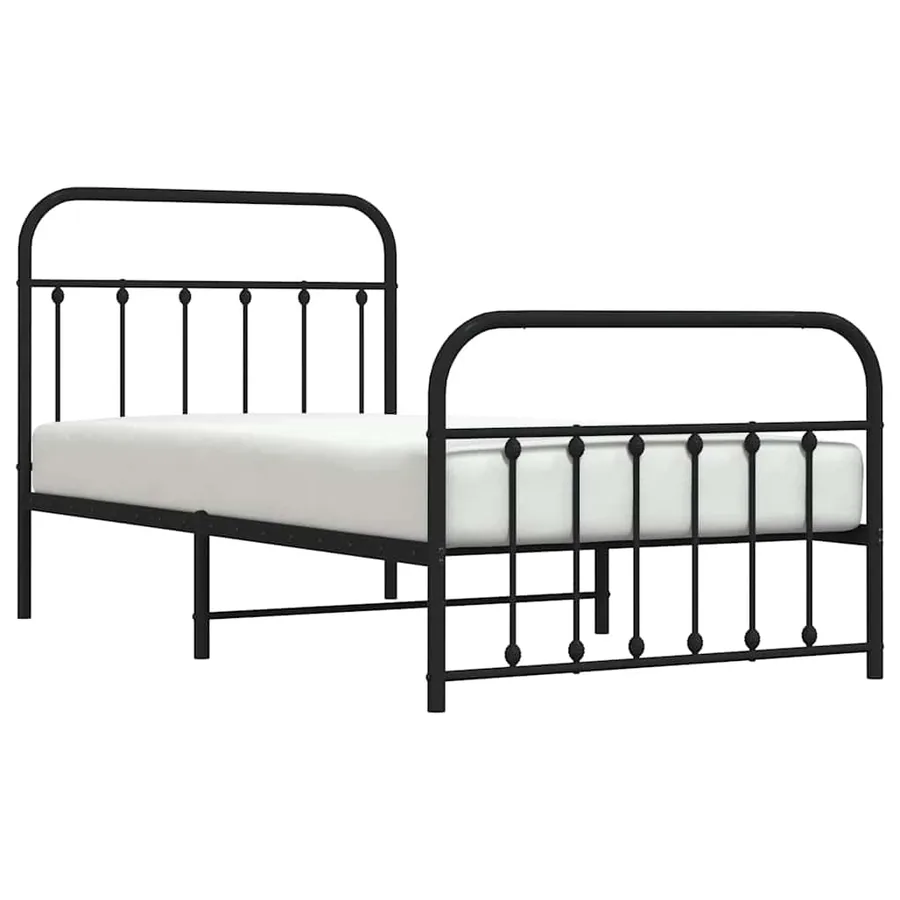 Cadre de lit métal sans matelas avec pied de lit noir 100x190cm - 5