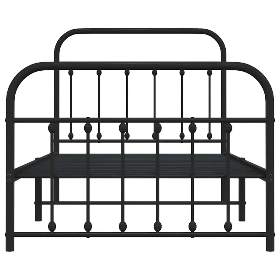 Cadre de lit métal sans matelas avec pied de lit noir 100x190cm - 6