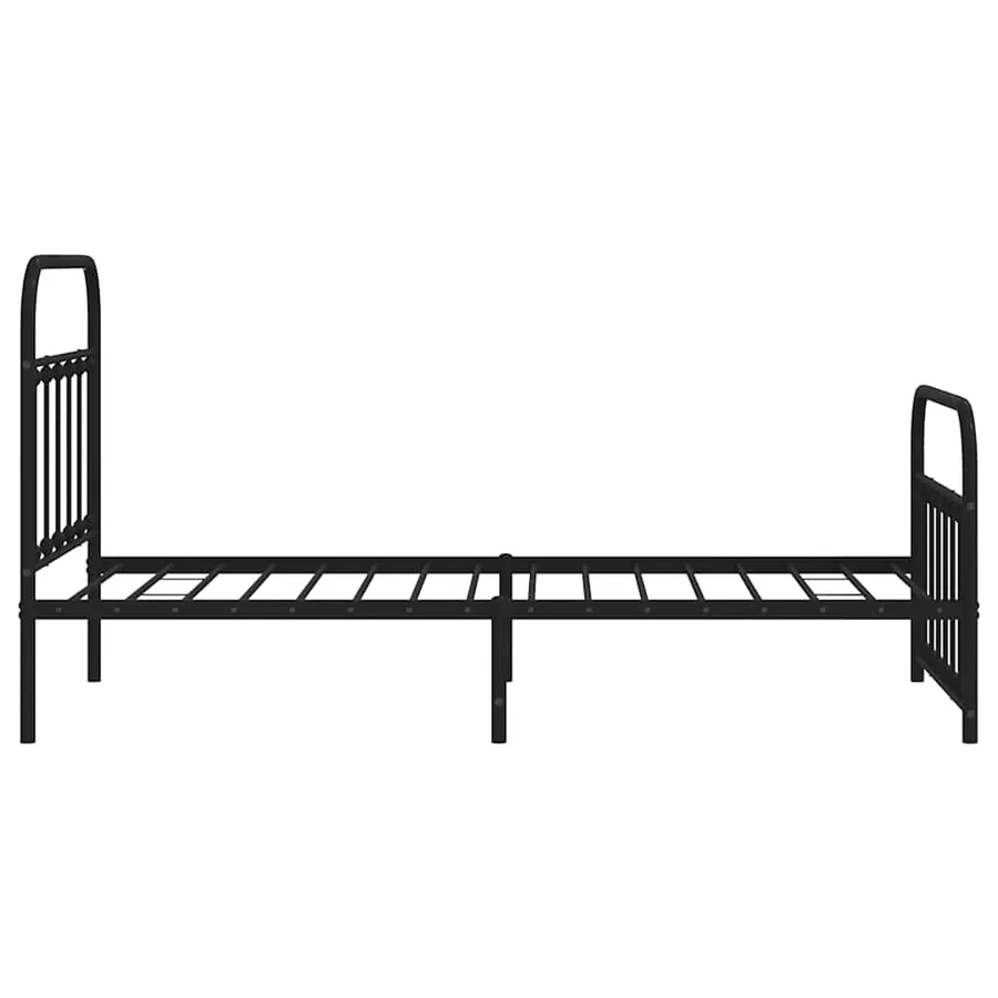 Cadre de lit métal sans matelas avec pied de lit noir 100x190cm - 7