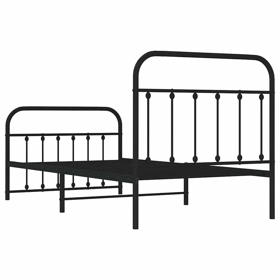 Cadre de lit métal sans matelas avec pied de lit noir 100x190cm - 8