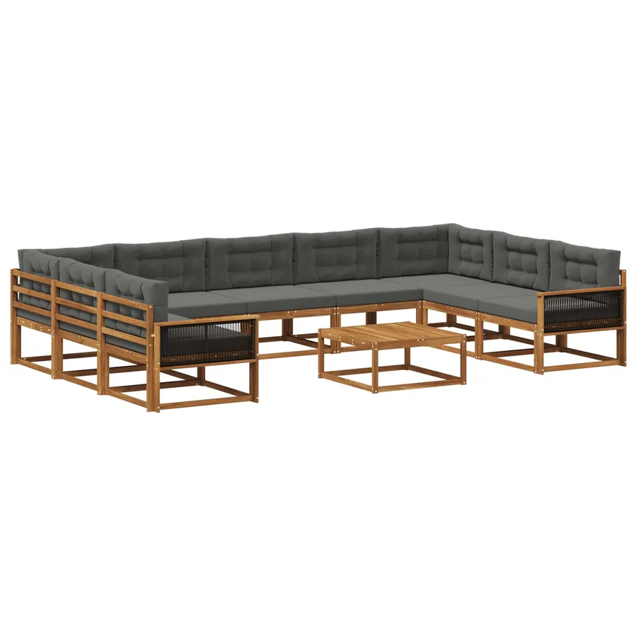 Ensemble de canapés d'extérieur 10 pcs Naturel et Anthracite - 2