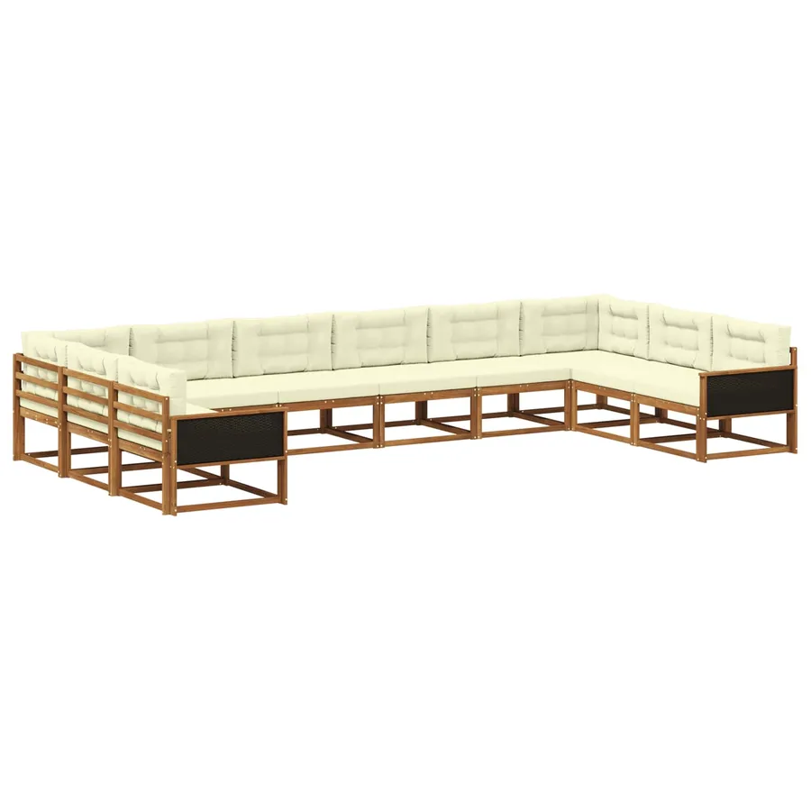 Ensemble de canapés d'extérieur 10 pcs Naturel et Crème - 2